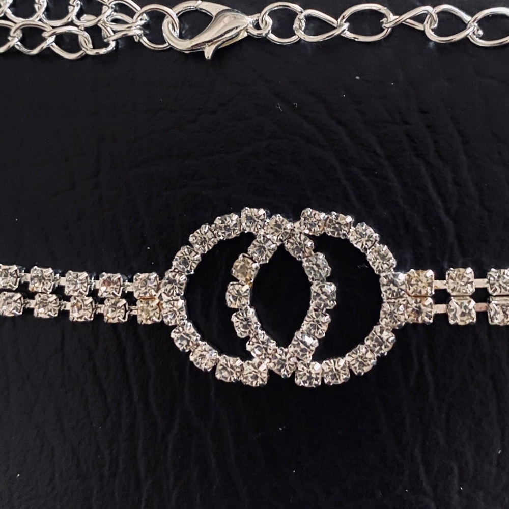 💗 Silver Crystal Ankle Bracelet 9”-12” NEW - Picture 2 of 5